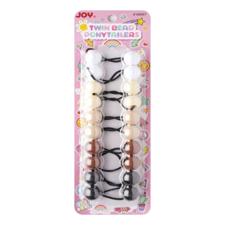 Joy Twin Beads Ponytailers 10Ct Asst Brown