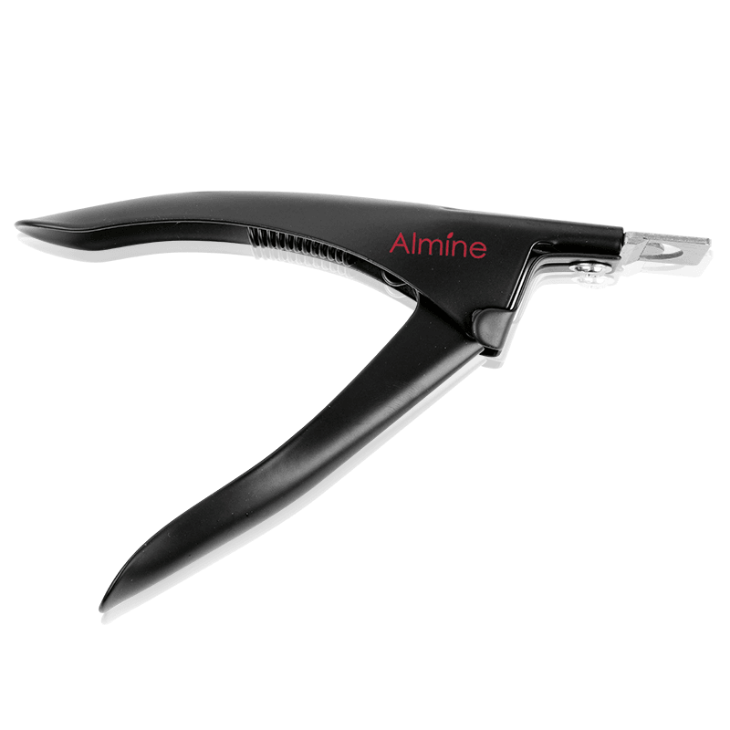 Almine Artificial Nail Clipper in matte black with stainless steel blade for trimming long artificial and gel nails.