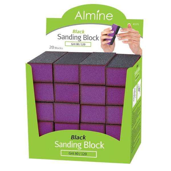 Almine Black Sanding Block Display 20Ct Grit 80/120