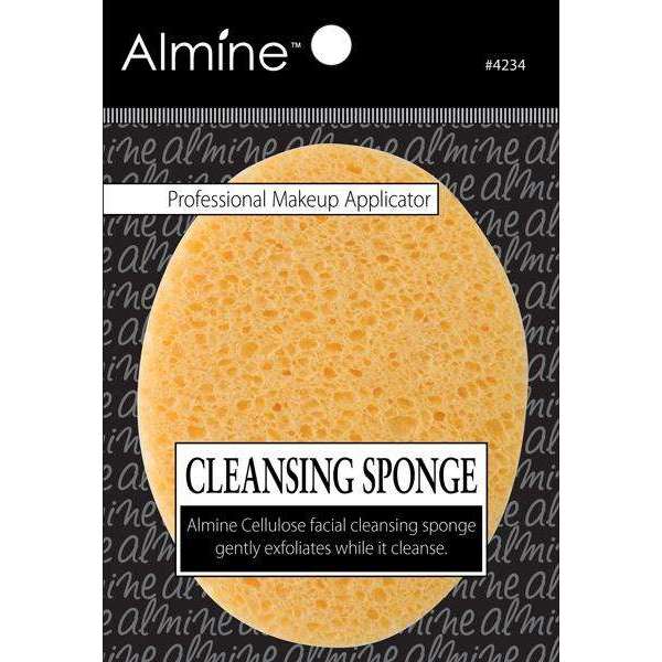 Almine Cellulose Deep Cleansing Sponge gently exfoliates and cleanses skin, professional makeup applicator, made in Korea.