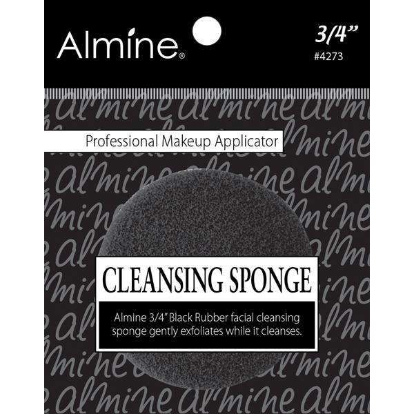 Almine Cleansing Sponge 3/4" black professional makeup applicator gently exfoliating and cleansing sponge.