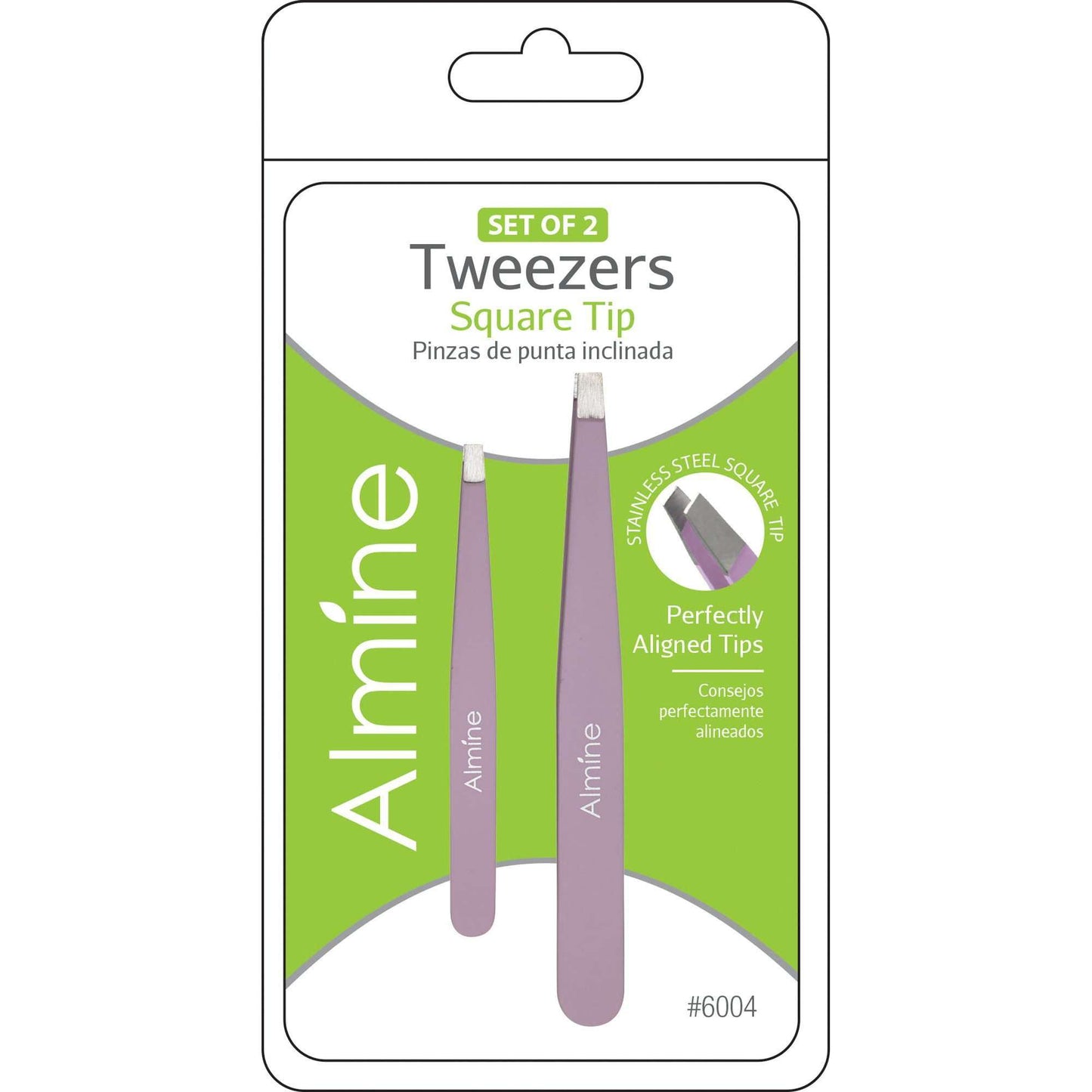 Almine Straight Tip Tweezers with Rubber Coating 2pc Purple Tweezers Almine