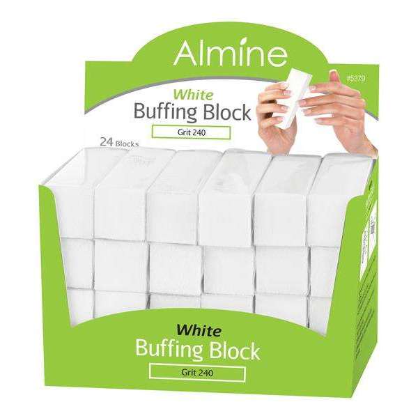 Almine White Buffing Block Display 24Ct Grit 240 Nail Buffers Almine