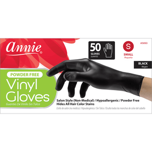 
                  
                    Load image into Gallery viewer, Annie Black Powder Free Vinyl Gloves 50ct Gloves Annie Small  
                  
                
