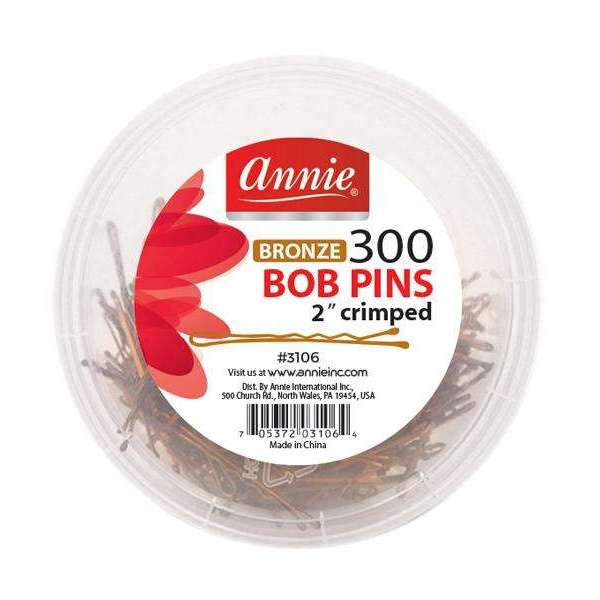 Annie International:Annie Bob Pins 2In, 300 Count Metal Hair Pins, Bronze