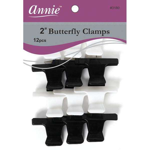 Annie International:Annie Butterfly Clamps 2in, 12 Count Salon Hair Clamps, Assorted Colors