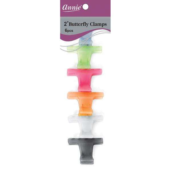 Annie International:Annie Butterfly Clamps 2in, 6 Count Salon Hair Clamps, Assorted Colors