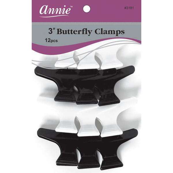 Annie International:Annie Butterfly Clamps 3in, 12 Count Salon Hair Clamps, Assorted Colors