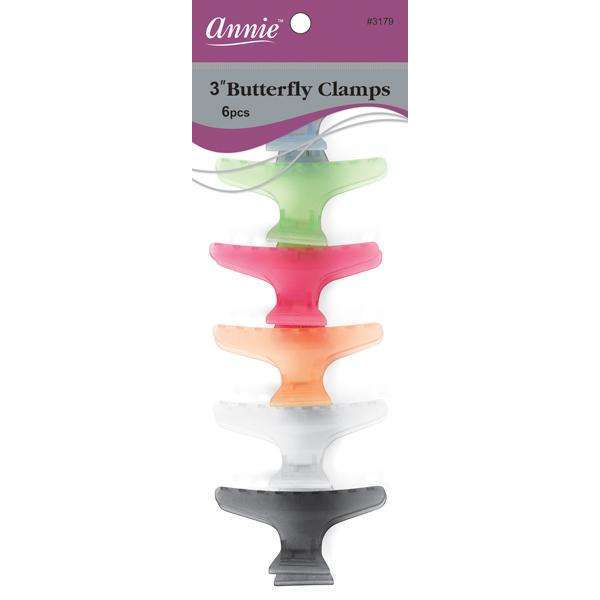 Annie International:Annie Butterfly Clamps 3in, 6 Count Salon Hair Clamps, Assorted Colors