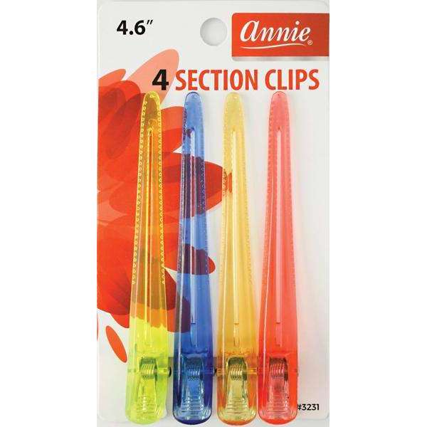 Annie International:Annie Clear Section Clips 4.6" 4Ct