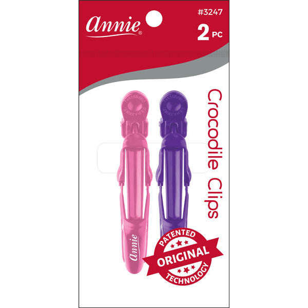 Annie Crocodile Clip 4.5" 2 ct Pink & Purple Hair Clips Annie