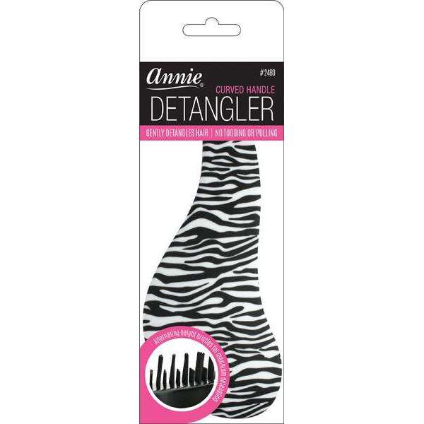 Annie International:Annie Curved Handled Grip Detangler Brush Zebra