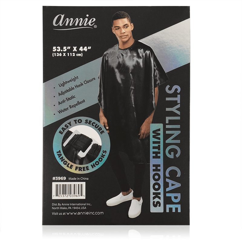 Annie International:Annie Cutting Cape with Stretchable Hook Black