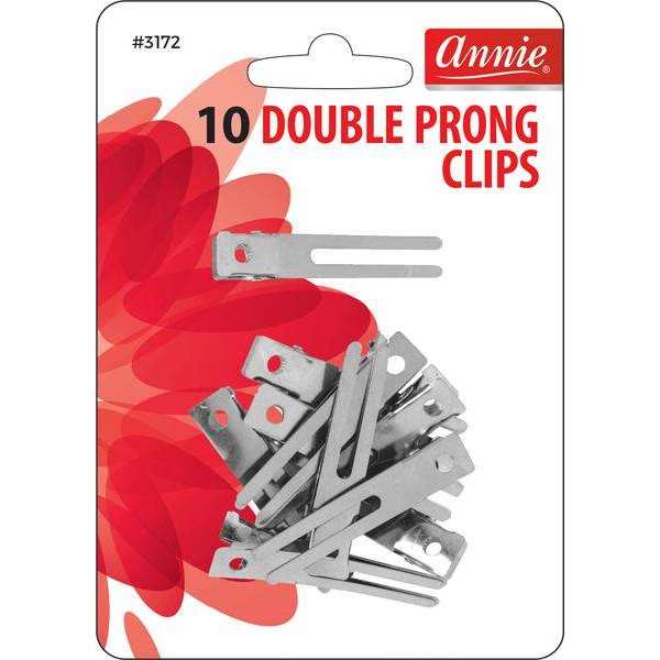 Annie International:Annie Double Prong Clips, 10 Count Metal Hair Clips, Silver