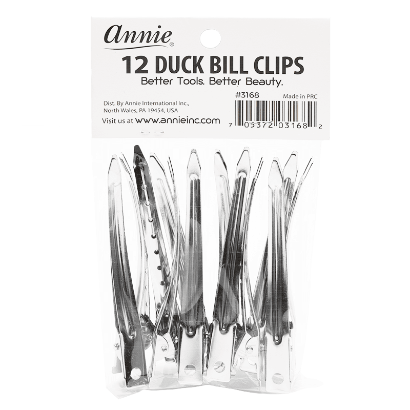 Annie International:Annie Duck Bill Clips 12cm, 12 Count Metal Hair Clips, Silver