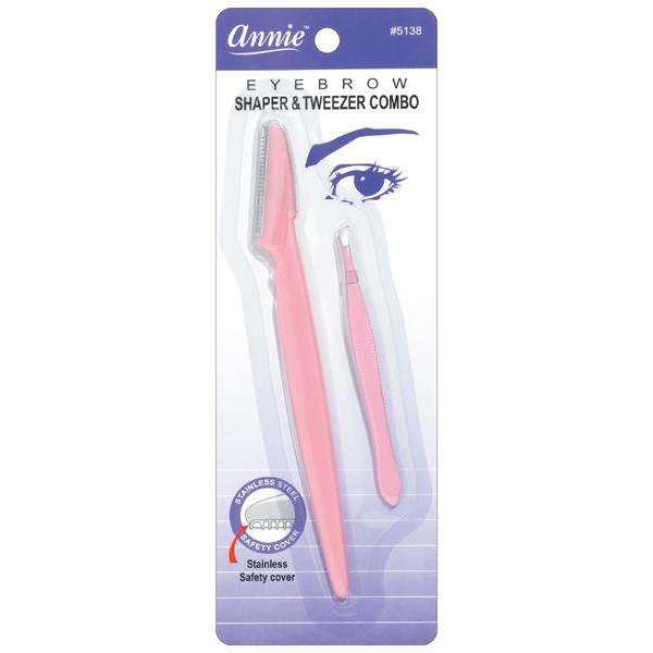 Annie International:Annie Eyebrow Shaper And Tweezer Comb, 2 Piece Set, Assorted Color:Pink