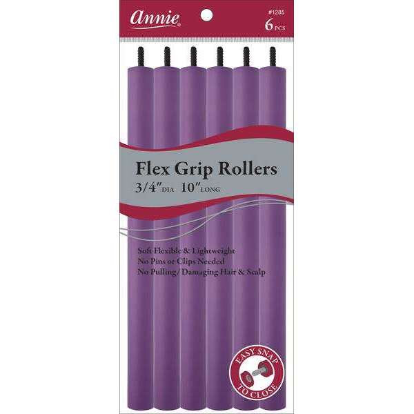 Annie International:Annie Flex Grip Rollers 3/4in, 6 Count Extra Long Heatless Hair Curlers, Purple