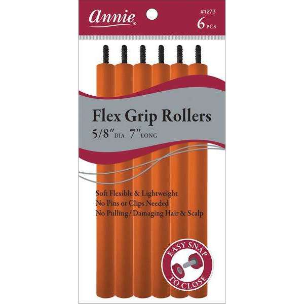 Annie International:Annie Flex Grip Rollers 5/8in, 6 Count Heatless Hair Curlers, Orange