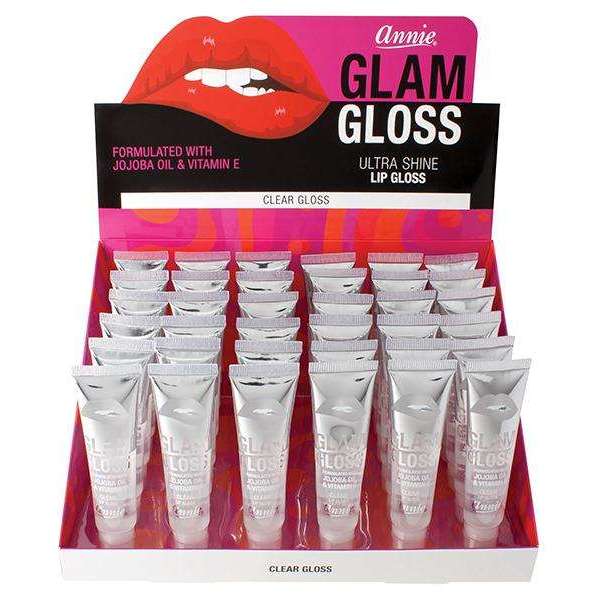 Annie Glam Gloss Lipgloss Display 0.5fl oz/15ml 36ct Clear Makeup Annie   