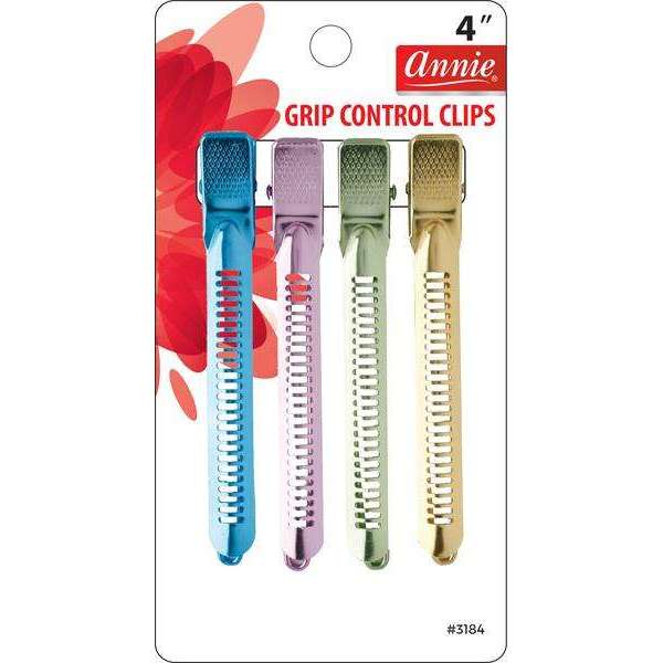 Annie International:Annie Grip Control Clips 4in, 4 Count Metal Hair Clips, Assorted Color