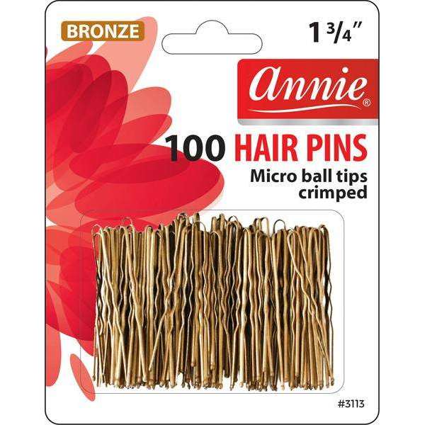 Annie International:Annie Hair Pins 1 3/4in, 100 Count Metal Microball Tipped Hair Pins, Bronze