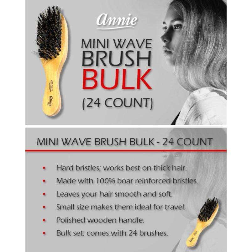Annie Mini Wave Brush Bulk Hard Bristles 24 Count