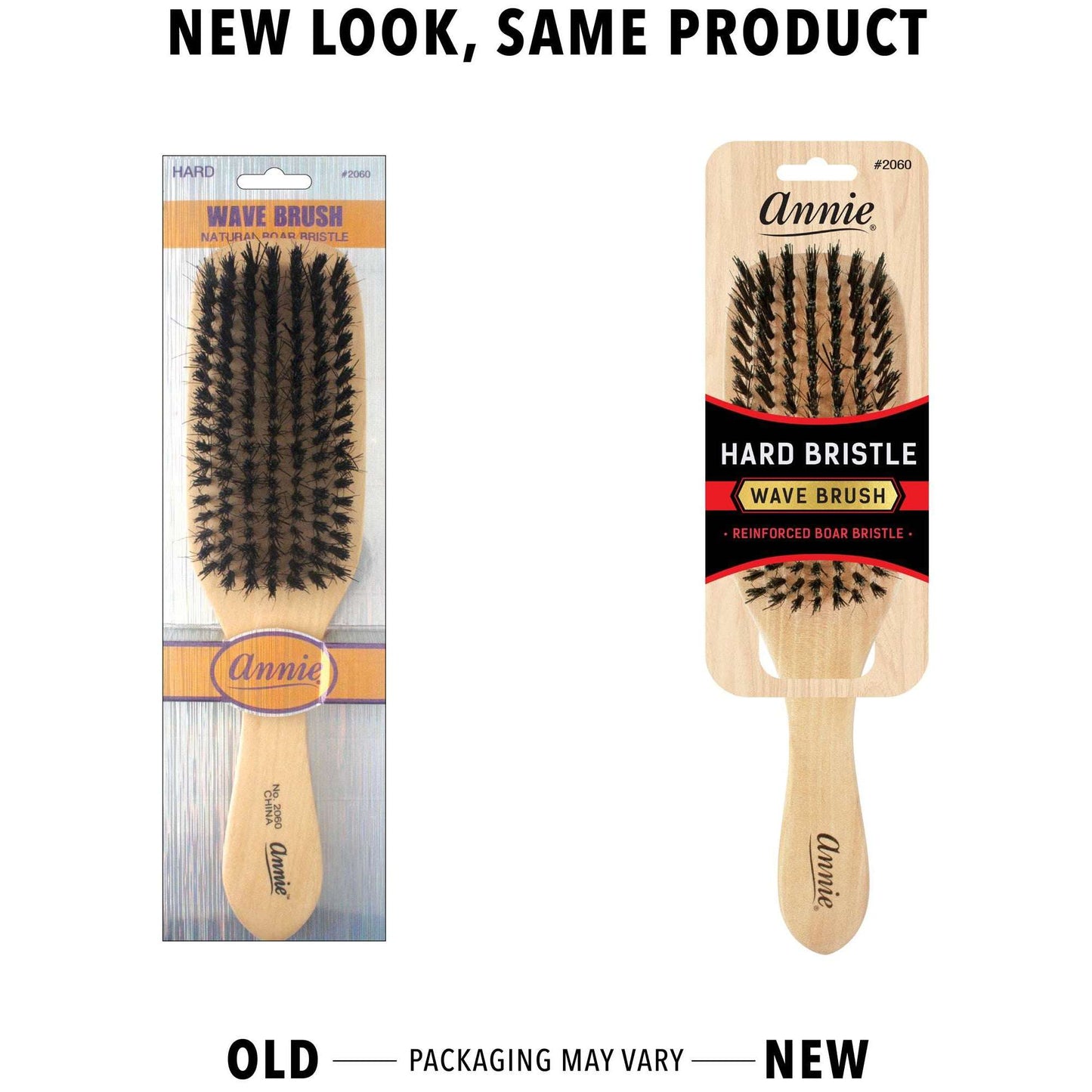 Annie International:Annie Hard Wave Boar & Nylon Bristle Brush Light Brown