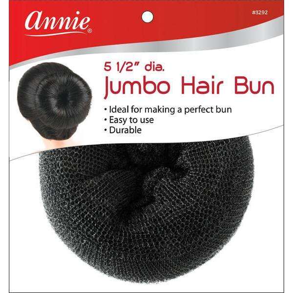 Annie International:Annie Jumbo Hair Bun 5.5" Black Nylon Mesh Donut