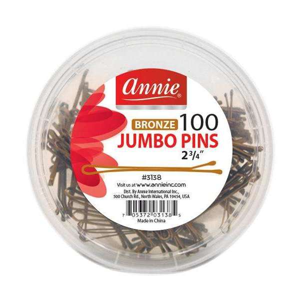 Annie International:Annie Jumbo Pins 2 3/4in, 100 Count Metal Hair Pins, Bronze