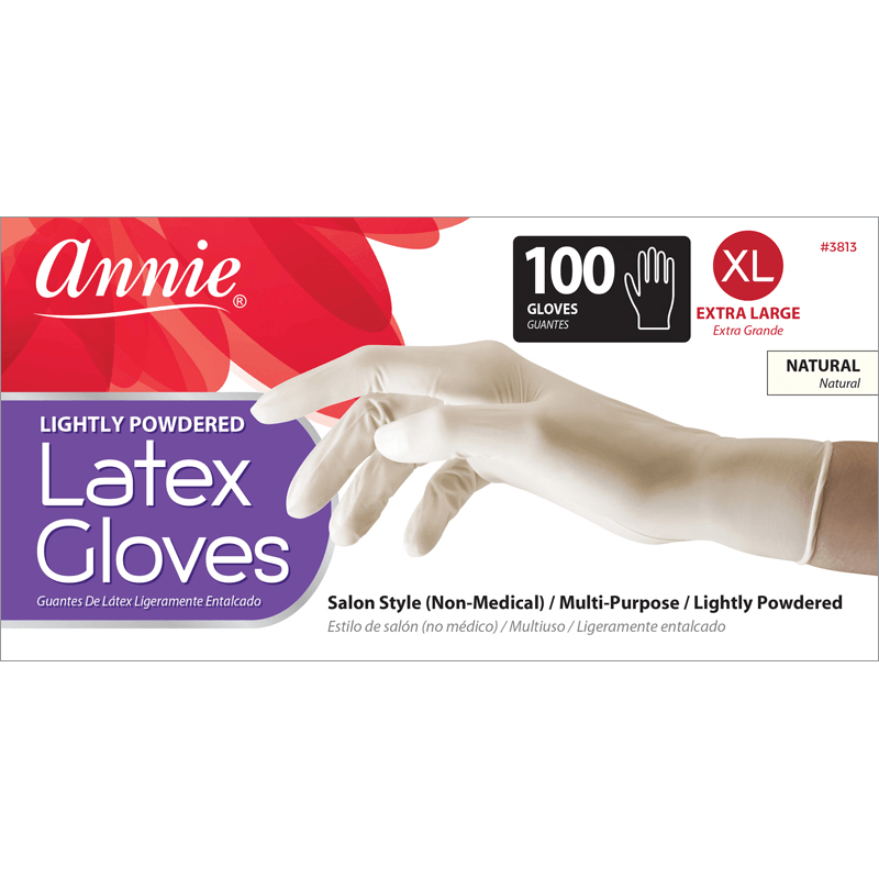 Annie International:Annie Lightly Powdered Latex Gloves, 100 Count Salon Gloves, White:X-Large