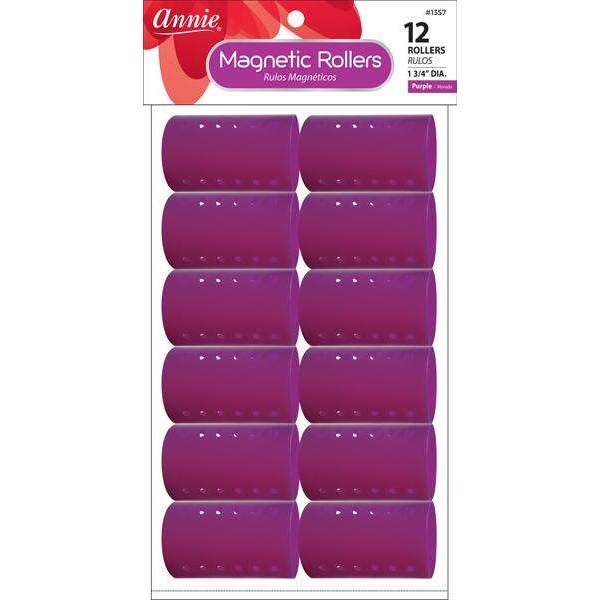Annie International:Annie Magnetic Rollers 1 3/4in, 12 Count Hair Curlers, Purple
