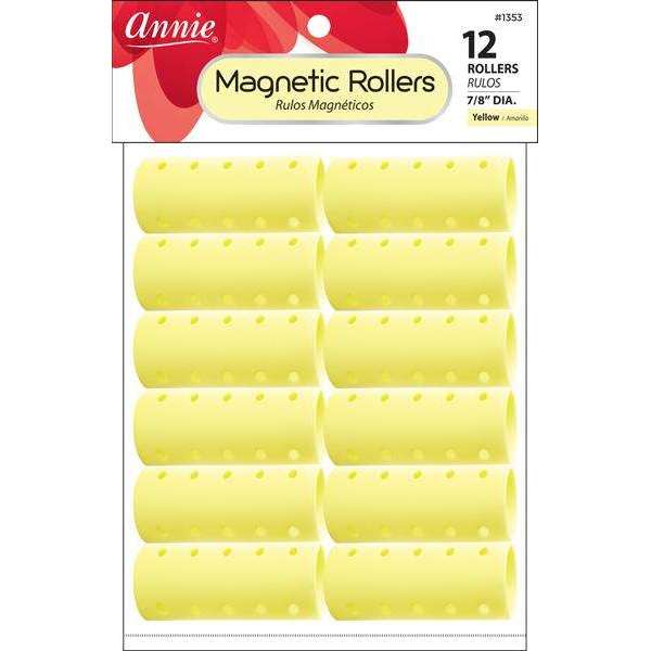 Annie International:Annie Magnetic Rollers 7/8in, 12 Count Hair Curlers, Yellow