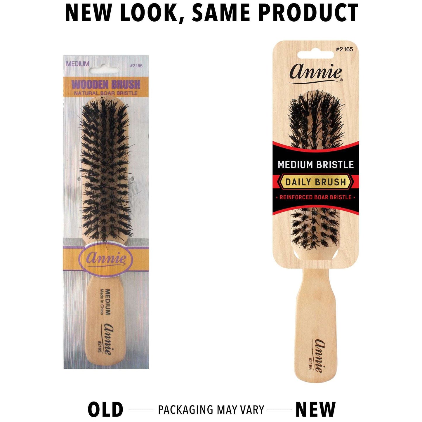 Annie International:Annie Medium Wooden Brush Boar Bristle 5 Row