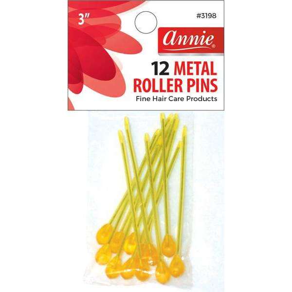 Annie International:Annie Metal Roller Pins 3in, 12 Count Metal Hair Pin, Amber