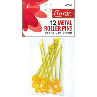 Annie Metal Roller Pins 3 Inch 12Ct Amber