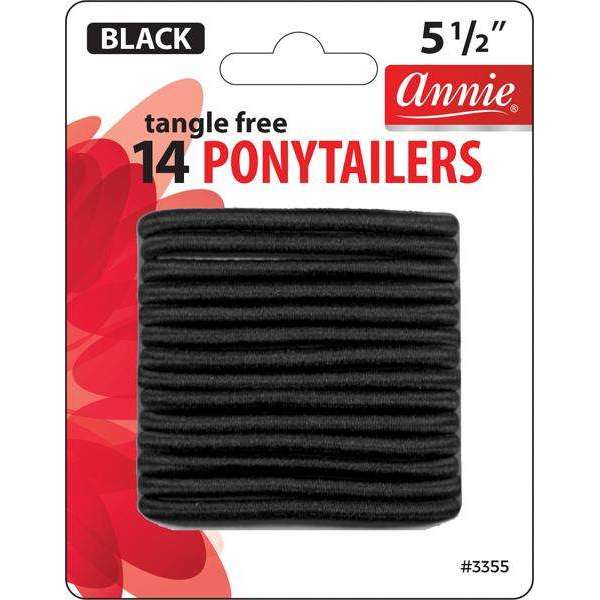 Annie International:Annie No Tangle Ponytailers 5 1/2in, 14 Count Elastic Hair Ties, Black