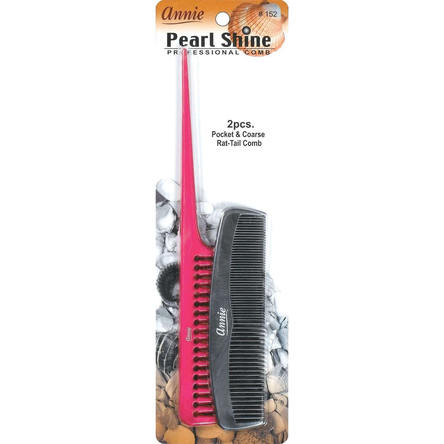 Annie International:Annie Pearl Shine Combs Pocket And Rat Tail 2Ct Asst Color:Ash Grey and Magenta