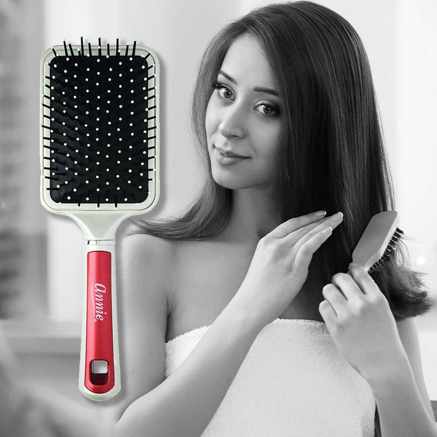 Annie International:Annie Pearly Deluxe Paddle Brush Red