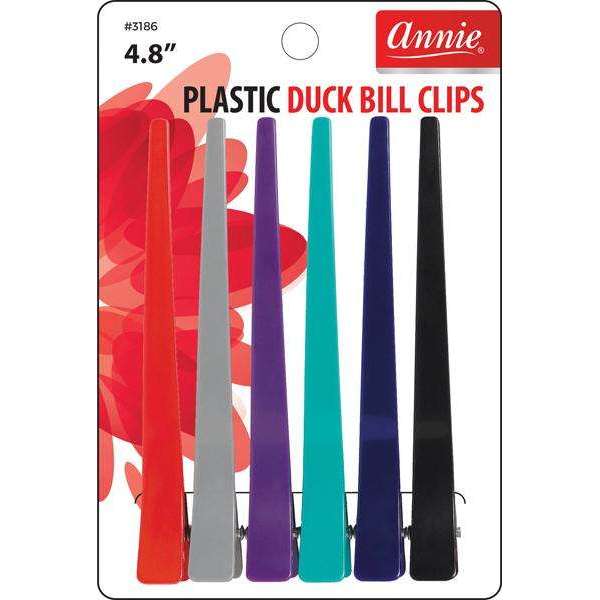 Annie International:Annie Plastic Duck Bill Clips 4.8in, 6 Count Plastic Hair Clips, Assorted Colors