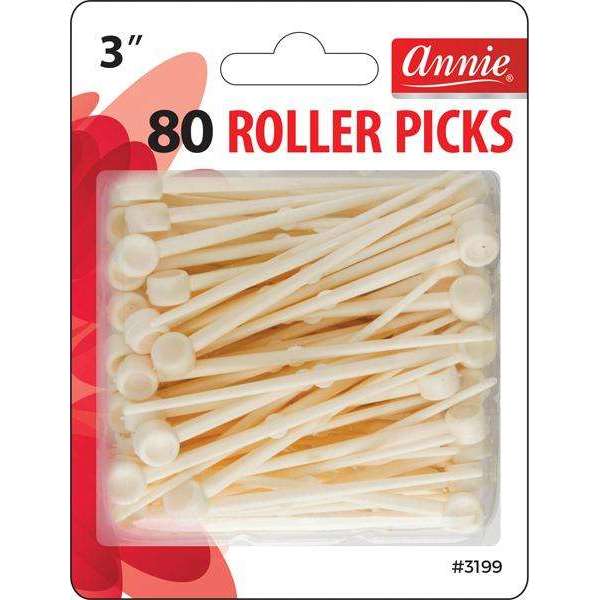 Annie International:Annie Plastic Roller Picks 3in, 80 Count Hair Curler Picks, White