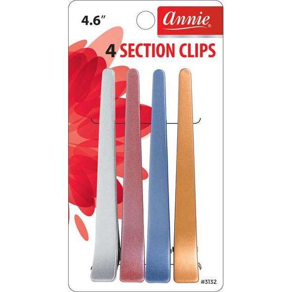 Annie International:Annie Plastic Section Clip 4.6in, 4 Count Hair Clips, Assorted Color