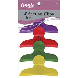 Annie Round Handle Section Clip 4Ct Solid Asst Color