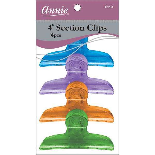Annie International:Annie Round Handle Section Clip 4Ct Transparent Asst Color