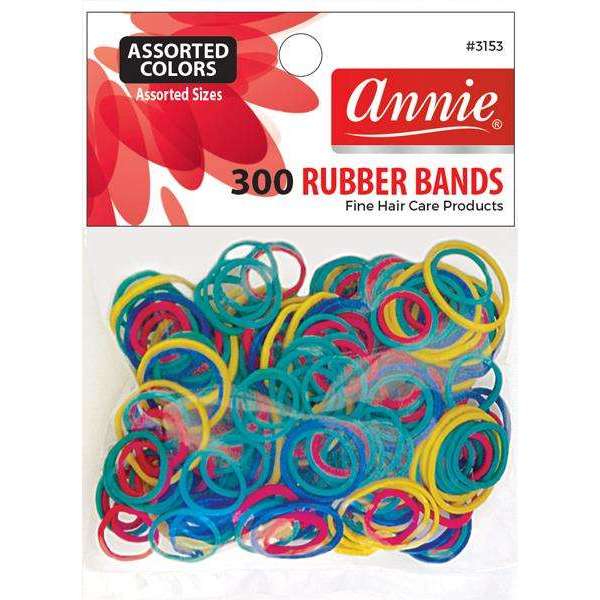 Annie International:Annie Rubber Bands Assorted Sizes, 300 Count Elastic Hair Ties, Assorted Colors