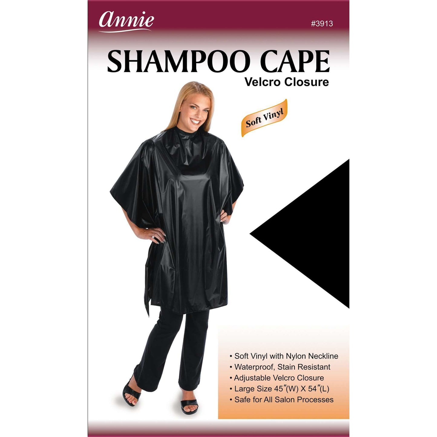 Annie International:Annie Shampoo Cape 45" x 54" Black