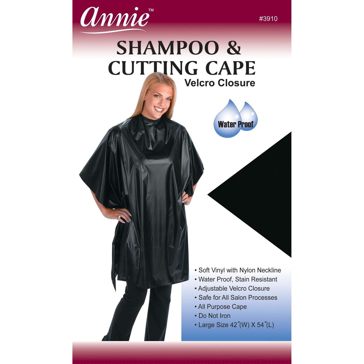 Annie International:Annie Shampoo/Cutting Cape Asst:Black