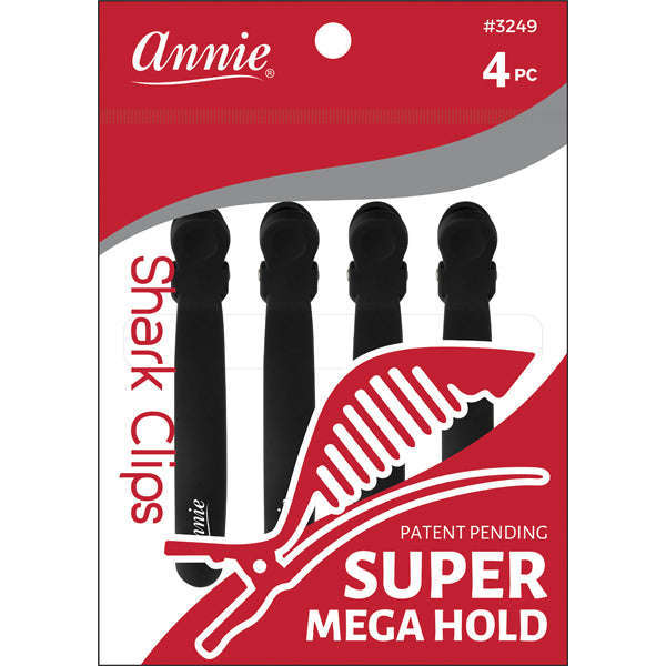 Annie Shark Clips 4.5" 4 ct Black Hair Clips Annie