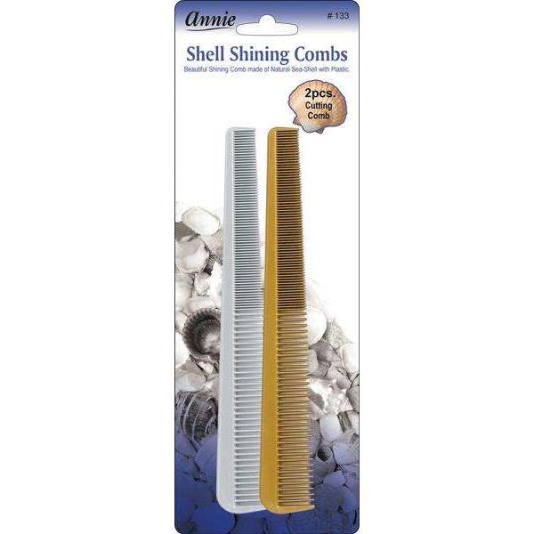 Annie International:Annie Shell Shining Combs Cutting 2Ct Asst Color:Metallic Gold and Silver