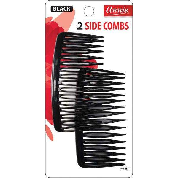 Annie International:Annie Side Combs Large 2Ct Black
