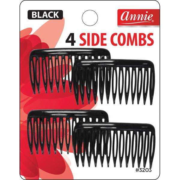 Annie International:Annie Side Combs Small 4Ct Black